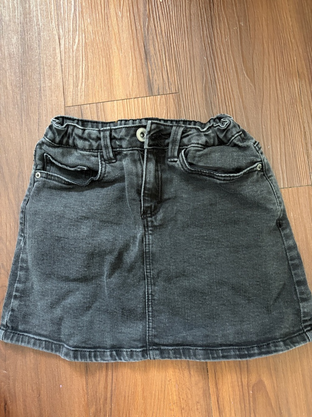 Black Denim Kids Skirt with Gathered Waist